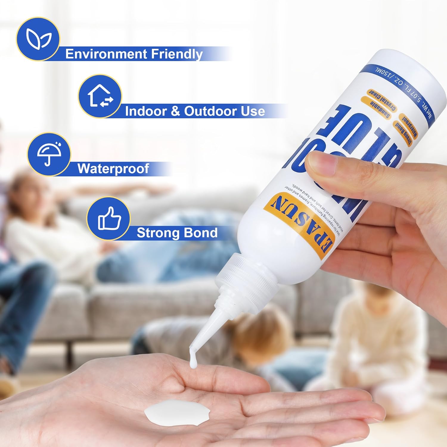 2 Pack Wood Glue, Strongest Glue for Woodworking, Waterproof Clear Wood Glue for Furniture Heavy Duty, Professional Furniture Repair Glue for Indoor & Outdoor Use(150g*2) - Image 3