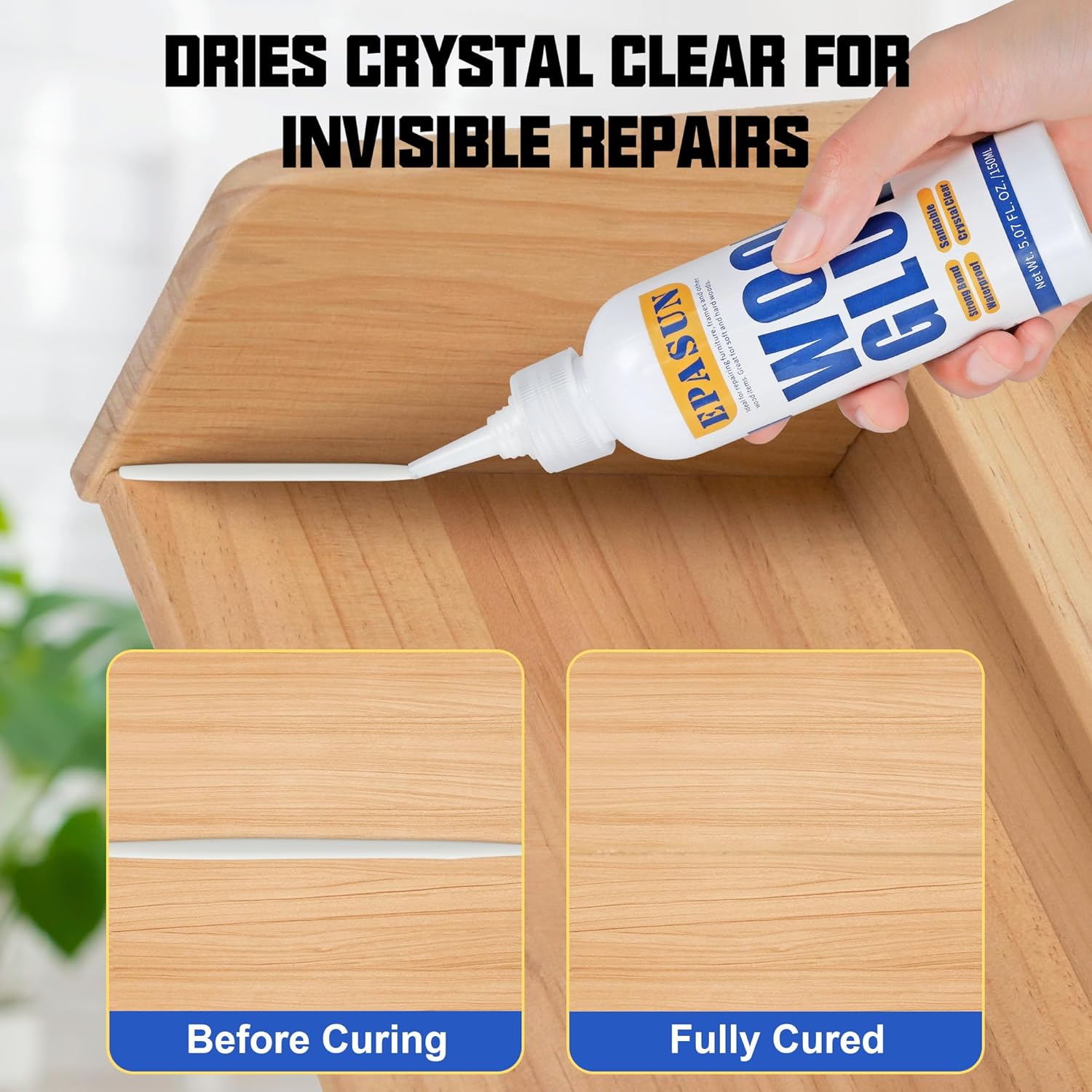 2 Pack Wood Glue, Strongest Glue for Woodworking, Waterproof Clear Wood Glue for Furniture Heavy Duty, Professional Furniture Repair Glue for Indoor & Outdoor Use(150g*2) - Image 6