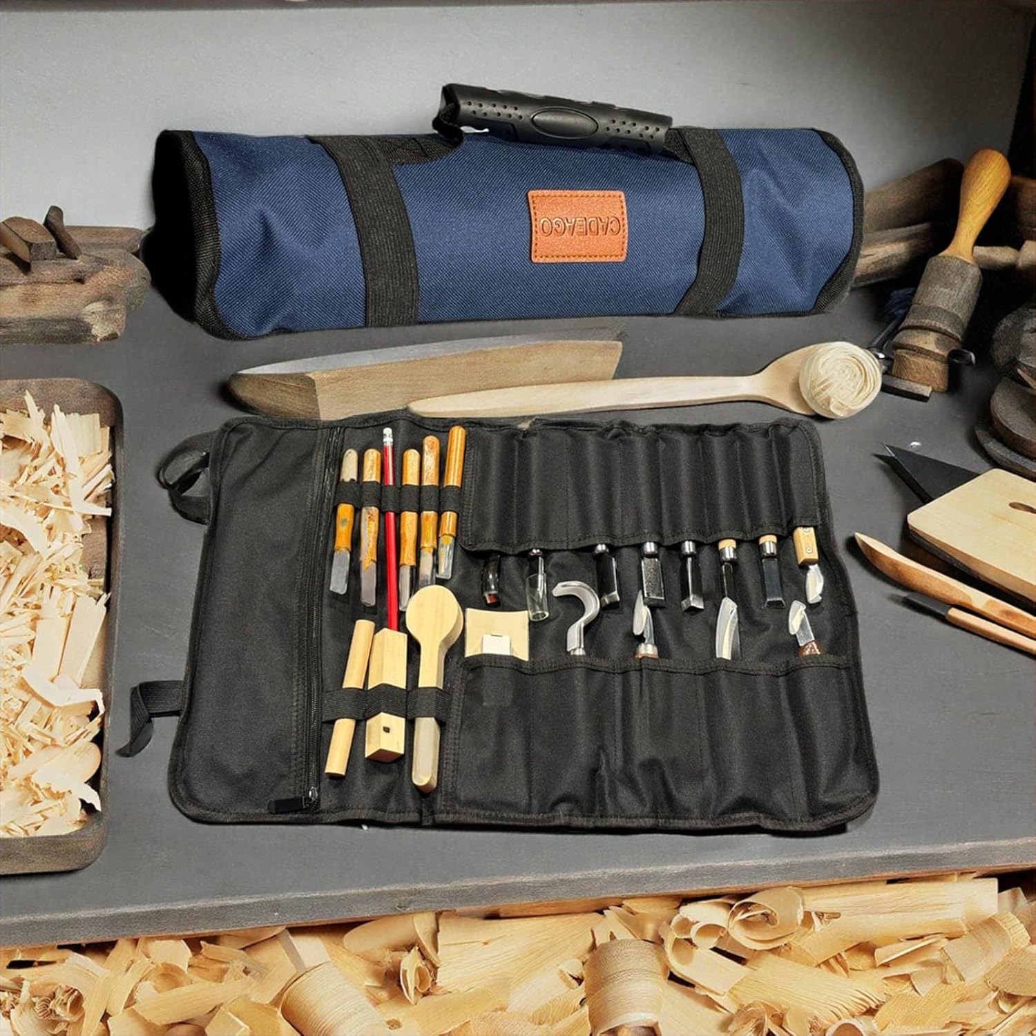 CADEAGO Wood Carving Tools, Complete Wood Carving Kit with Whittling Knives, Quality Blades, Ergonomic Handles, Compact Organizer, Protective Sheath, Wooden Blocks, Safe & Durable - Image 7