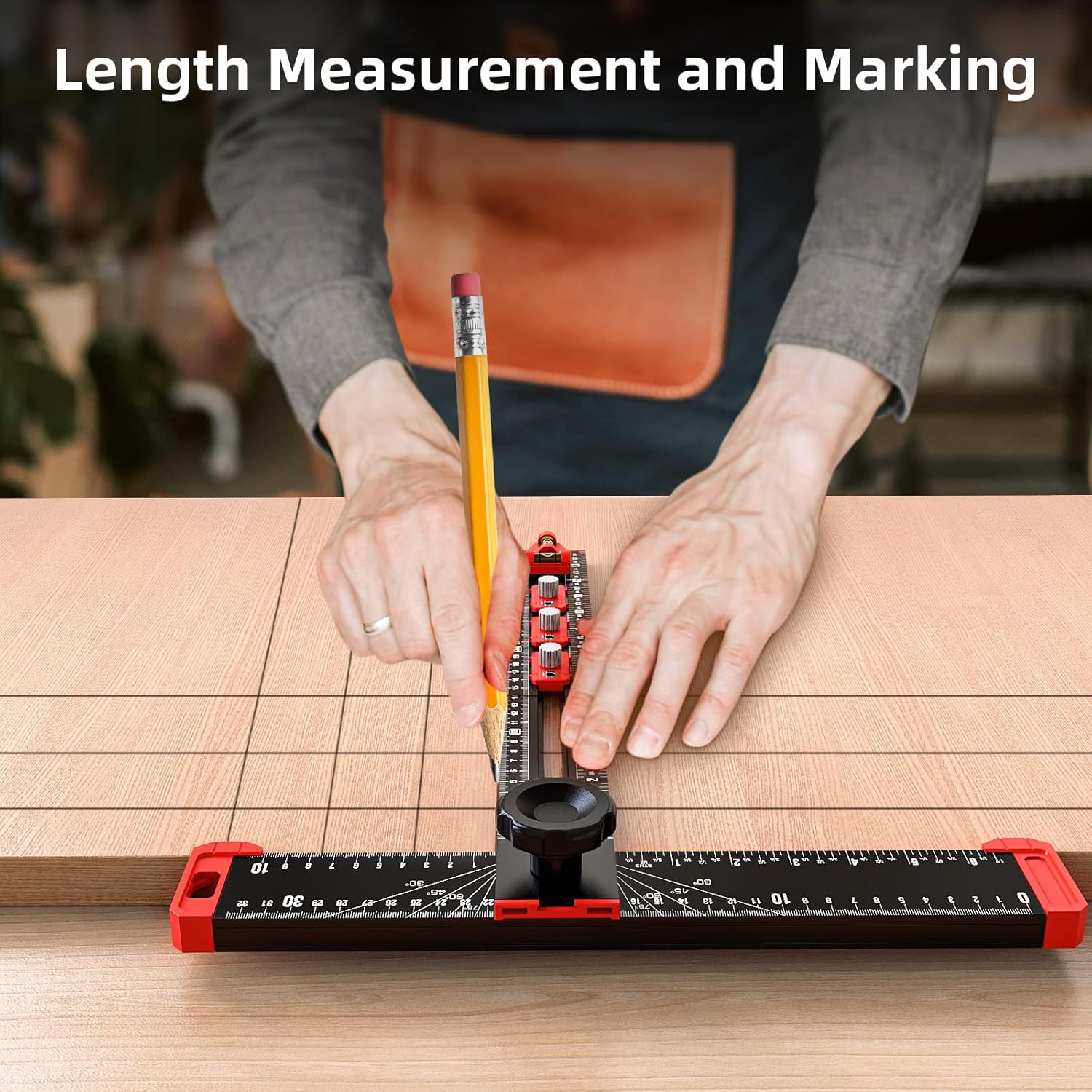 T Square Ruler - Multifunctional Drilling Positioning Ruler 35cm/14in Adjustable Angle Ruler,Cabinet Hardware Jig,for Precision Hole Punching Angle Measurement and Marking,Metric and Imperial - Image 4