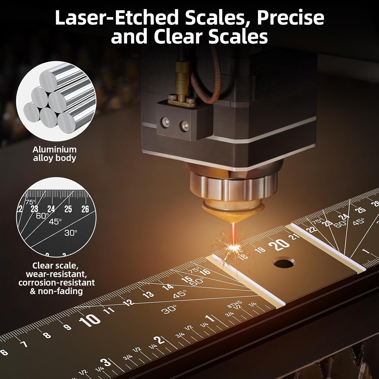 T Square Ruler - Multifunctional Drilling Positioning Ruler 35cm/14in Adjustable Angle Ruler,Cabinet Hardware Jig,for Precision Hole Punching Angle Measurement and Marking,Metric and Imperial - Image 6