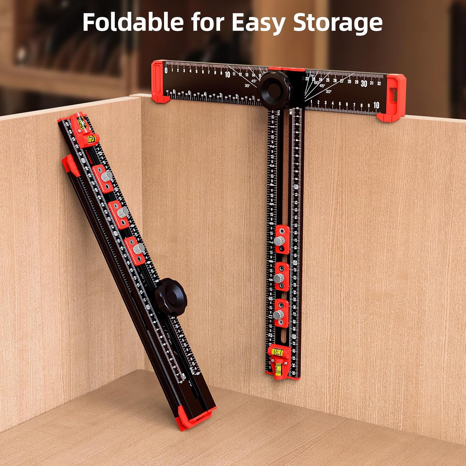 T Square Ruler - Multifunctional Drilling Positioning Ruler 35cm/14in Adjustable Angle Ruler,Cabinet Hardware Jig,for Precision Hole Punching Angle Measurement and Marking,Metric and Imperial - Image 7