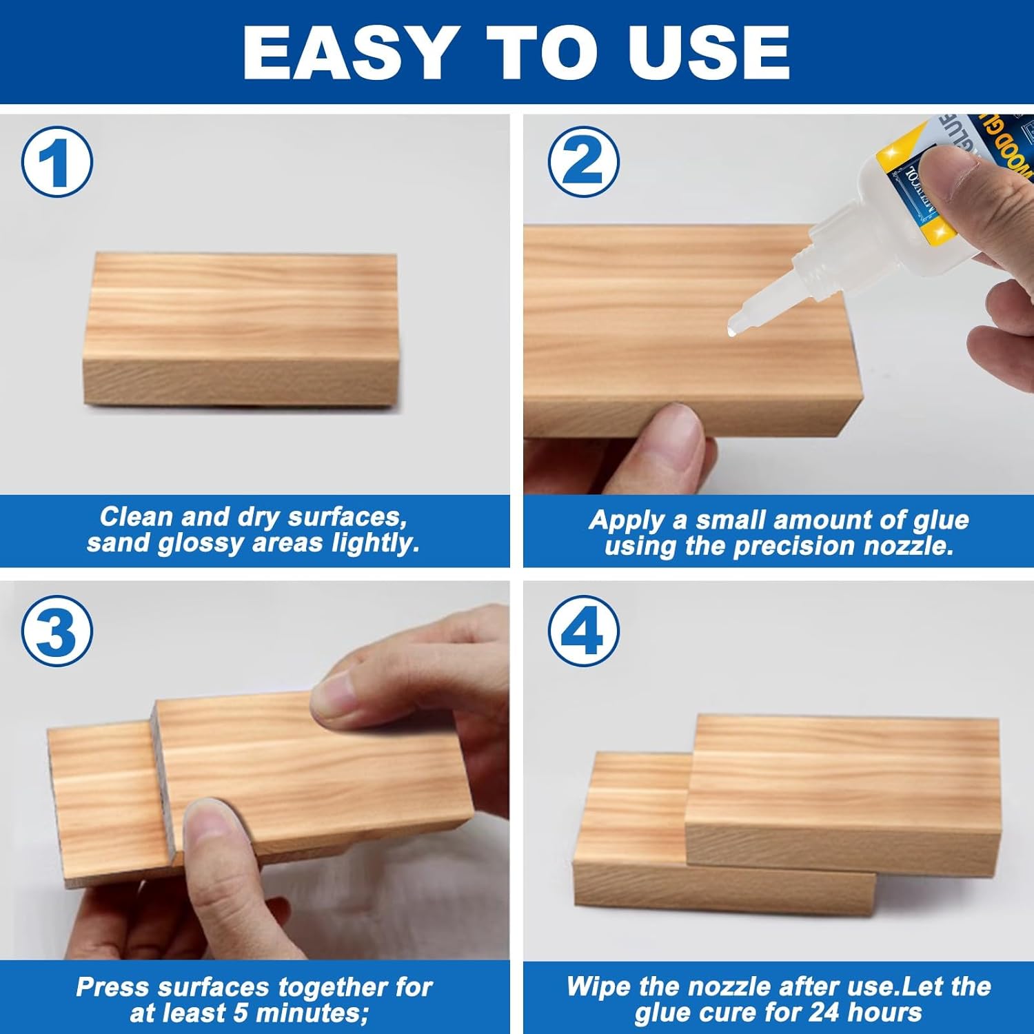 Wood Glue,Extra Strong Wood Glue for Woodworking,100g Fast Drying Super Glue for Wood,Clear Wood Glue for Furniture Heavy Duty,Furniture Glue for Garden, Crafts, DIY, Balsa,Interior & Outdoor - Image 4