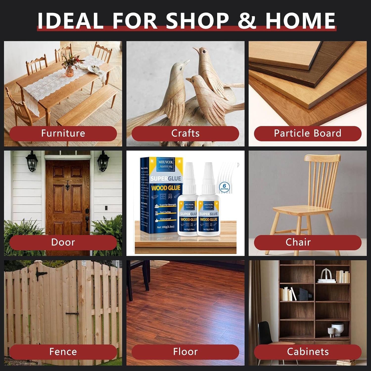 Wood Glue,Extra Strong Wood Glue for Woodworking,100g Fast Drying Super Glue for Wood,Clear Wood Glue for Furniture Heavy Duty,Furniture Glue for Garden, Crafts, DIY, Balsa,Interior & Outdoor - Image 6